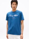 Blue Script Logo Crew Neck T-Shirt  Men