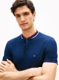 Blue Mandarin Collar Slim Polo Shirt  Men