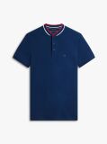 Blue Mandarin Collar Slim Polo Shirt  Men