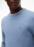 Blue Crew Neck Textured Knit Jumper  Men