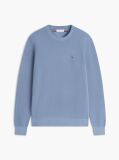 Blue Crew Neck Textured Knit Jumper  Men