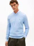Blue Crew Neck Textured Knit Jumper  Men