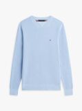 Blue Crew Neck Textured Knit Jumper  Men