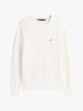 White Crew Neck Textured Knit Jumper  Men