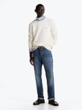 White Crew Neck Textured Knit Jumper  Men