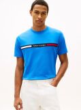 Blue Crew Neck Logo Panel T-Shirt  Men