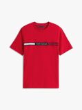 Red Crew Neck Logo Panel T-Shirt  Men