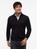Black Mock Turtleneck Zip-Thru Cardigan  Men