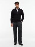 Black Mock Turtleneck Zip-Thru Cardigan  Men
