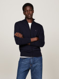 Blue Mock Turtleneck Zip-Thru Cardigan  Men