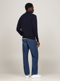Blue Mock Turtleneck Zip-Thru Cardigan  Men