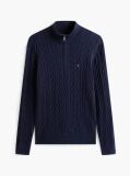 Blue Cable Knit Half-Zip Jumper  Men