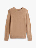 Brown Pure Lambswool Crew Neck Jumper  Men