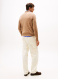 Brown Pure Lambswool Crew Neck Jumper  Men