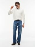 Beige Quarter-Zip Fleece Sweatshirt  Men