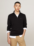Black Half-Zip Mock Turtleneck Jumper  Men