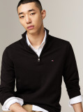 Black Half-Zip Mock Turtleneck Jumper  Men