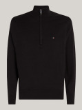 Black Half-Zip Mock Turtleneck Jumper  Men