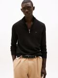 Black Half-Zip Mock Turtleneck Jumper  Men