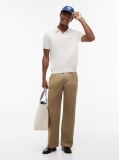Beige Regular Fit Knit Polo Shirt  Men