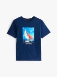 Blue Photo Print Cotton T-Shirt  Men