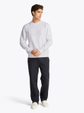 White Logo Embroidery Sweatshirt  Men