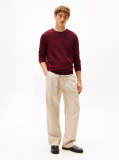 Red Fine Merino Wool Crew Neck Sweater  Men