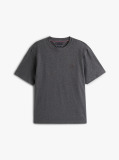 Grey Varsity Textured Crest Embroidery T-Shirt  Men