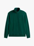 Green Ribbed French Terry Quarter-Zip Jumper  Men