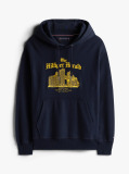 Blue Logo Embroidery Relaxed Drawstring Hoody  Men