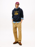 Blue Logo Embroidery Relaxed Drawstring Hoody  Men