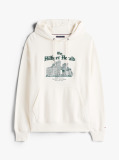 Beige Logo Embroidery Relaxed Drawstring Hoody  Men