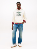 Beige Logo Embroidery Relaxed Drawstring Hoody  Men