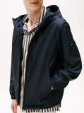 Blue Windbreaker Hooded Jacket  Men