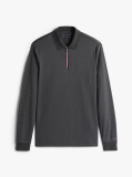 Grey Interlock Zip Long Sleeve Polo Shirt  Men