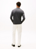 Grey Interlock Zip Long Sleeve Polo Shirt  Men