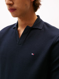 Blue Jacquard Long Sleeve Polo Shirt  Men