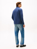 Blue Long-Sleeve Tonal Monotype Regular Polo  Men