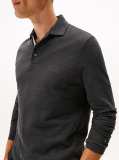Grey Long-Sleeve Tonal Monotype Regular Polo  Men