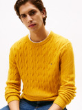 Yellow Pure Wool Cable Knit Jumper  Men