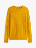 Yellow Pure Wool Cable Knit Jumper  Men