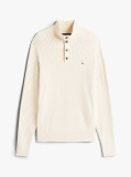 Beige Pima Cotton Mock Neck Sweater  Men