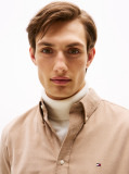 Beige Regular Fit Flag Embroidery Corduroy Shirt  Men