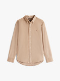 Beige Regular Fit Flag Embroidery Corduroy Shirt  Men