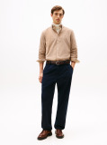 Beige Regular Fit Flag Embroidery Corduroy Shirt  Men