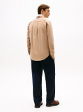 Beige Regular Fit Flag Embroidery Corduroy Shirt  Men
