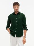 Green Regular Fit Flag Embroidery Corduroy Shirt  Men
