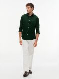 Green Regular Fit Flag Embroidery Corduroy Shirt  Men