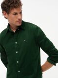 Green Regular Fit Flag Embroidery Corduroy Shirt  Men