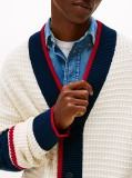 Multi Colour-Blocked Relaxed Letterman Cardigan  Men